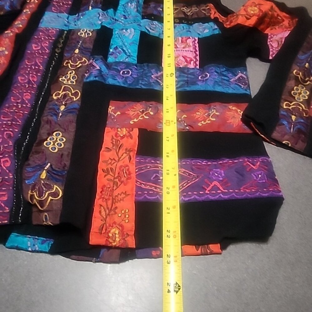 Chicos Womens Patchwork Embroidered Button-Up Jac… - image 8